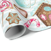お菓子の家のジンジャーブレッドマンのキャンディ・ケーン ラッピングペーパー (ロールコーナー)