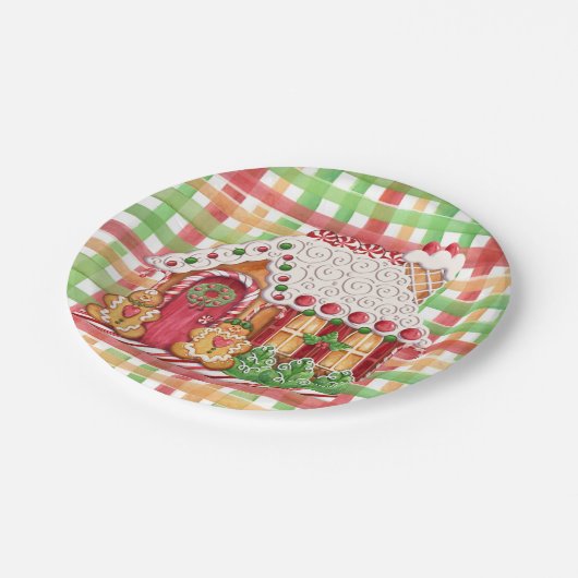 お菓子の家のジンジャーブレッド家族の紙皿 ペーパープレート (アングル)