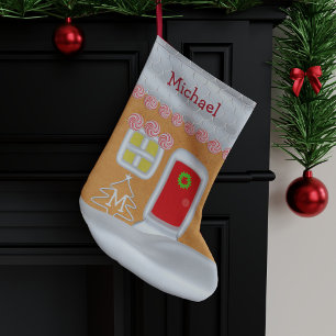 お菓子の家のデザインが楽しい子供用クリスマスストッキング ラージクリスマスストッキング