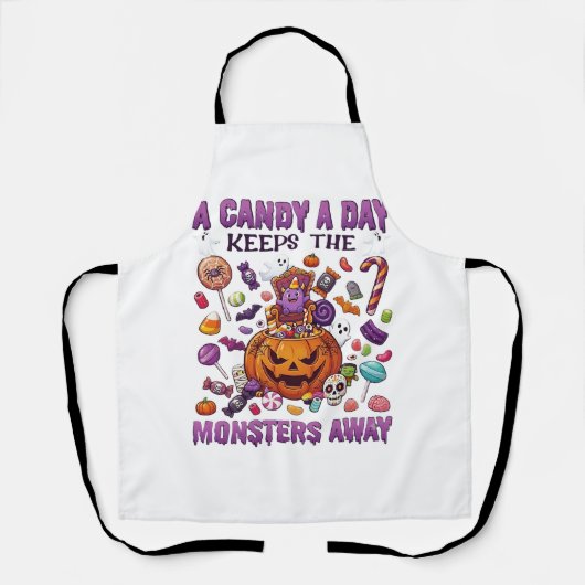 お菓子の日はモンスターを遠ざける ハロウィン パンプキン_1 エプロン (正面)