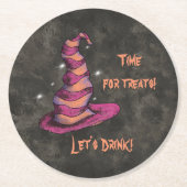 お菓子の時間ハロウィーン魔女を飲みよう ラウンドペーパーコースター (正面)