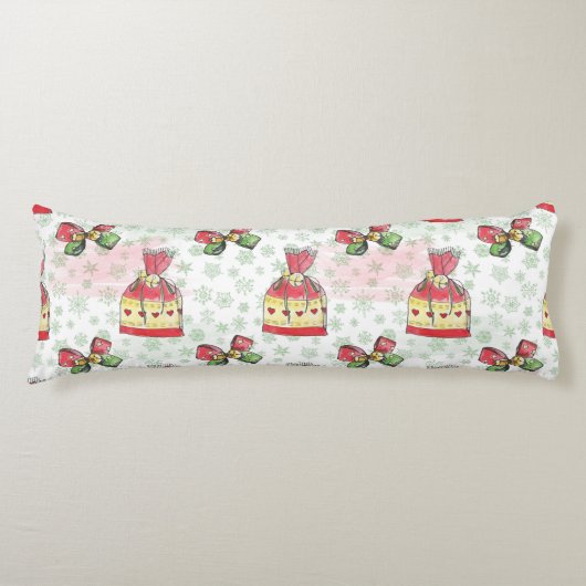 お菓子の水彩クリスマスバッグ ボディピロー (正面)