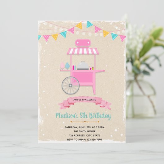 お菓子の移動販売車をテーマにした招待状 招待状 (スタンド正面)