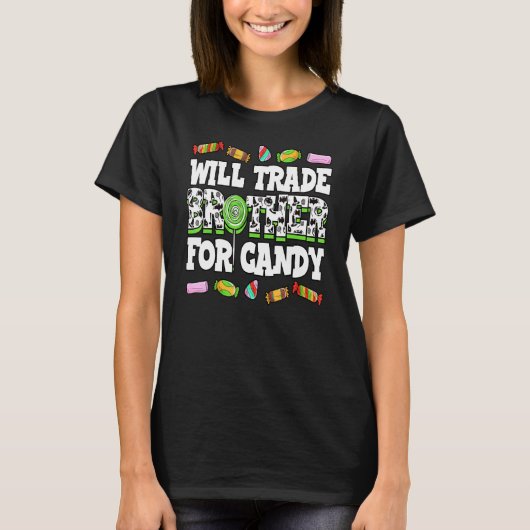お菓子の衣装のトリックまたはトレアのために兄を交換する Tシャツ (正面)