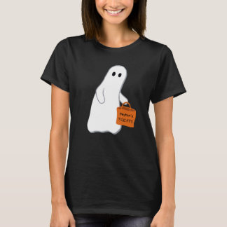 お菓子の袋を持ったキュートなオバケのオリジナルTシャツ Tシャツ