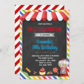 お菓子の誕生日の招待状 招待状 (正面/裏面)