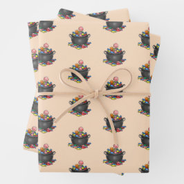 お菓子の釜をトリックまたは治療する ラッピングペーパーシート