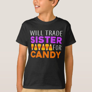 お菓子の面白いハロウィーンのために妹を交換する Tシャツ