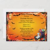 お菓子の魔女の靴にハロウィーンのベビーシャワー娘 招待状 (裏面)