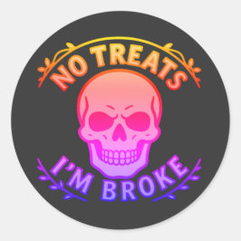 お菓子はいらない、お金がない 皮肉なドクロのハロウィン ラウンドシール