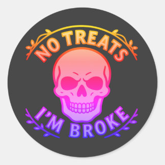 お菓子はいらない、お金がない 皮肉なドクロのハロウィン ラウンドシール
