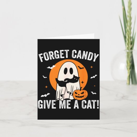 お菓子より猫をください - ふざけた黒猫の幽霊 カード (正面)