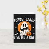 お菓子より猫をください - ふざけた黒猫の幽霊 カード (黄色い花)