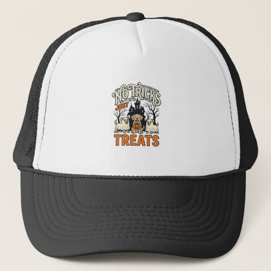 お菓子をください！ハロウィン・犬・幽霊Tシャツ_1 キャップ (正面)