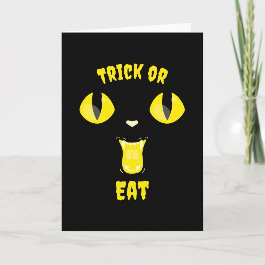 お菓子をくれないとイタズラしちゃう ハロウィンの腹ペコ猫 カード (正面)