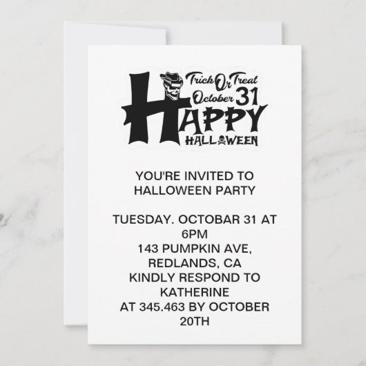 お菓子をくれなきゃイタズラしちゃうぞ！ 10月31日 - ハッピーハロウィン 招待状 (正面)