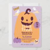 お菓子をくれなきゃイタズラしちゃうよ！かわいいハロウィンパーティーの招待状 招待状 (正面)