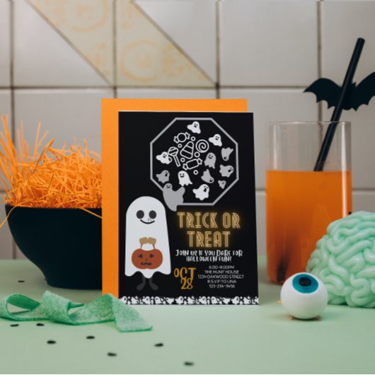 お菓子をくれなきゃイタズラしちゃうよ かわいい子供のためのハロウィンカスタム招待状 招待状