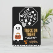 お菓子をくれなきゃイタズラしちゃうよ かわいい子供のためのハロウィンカスタム招待状 招待状 (スタンド正面)