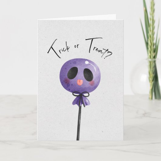 お菓子をくれなきゃイタズラしちゃうよ？ かわいい水彩キャンディ カード (正面)