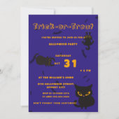 お菓子をくれなきゃイタズラしちゃうよ | かわいい黒猫ハロウィン 招待状 (正面)