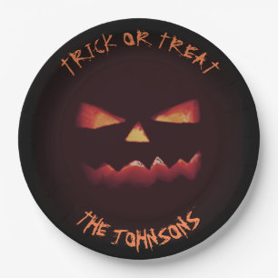 お菓子をくれなきゃイタズラしちゃうよ カボチャ ハロウィンパーティー あなたの名前 ペーパープレート