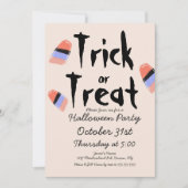 お菓子をくれなきゃイタズラしちゃうよ デザイン 落書き 衣装 招待状 (正面)