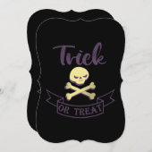 お菓子をくれなきゃイタズラしちゃうよ ドクロ 交叉した骨 ハロウィン リボン (正面/裏面)