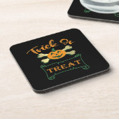 お菓子をくれなきゃイタズラしちゃうよ ハロウィンのかぼちゃの十字骨 コースター (左側)