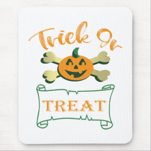 お菓子をくれなきゃイタズラしちゃうよ ハロウィンのかぼちゃの十字骨 マウスパッド