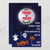 お菓子をくれなきゃイタズラしちゃうよ ハロウィンの怖いお菓子 招待状 (正面/裏面)