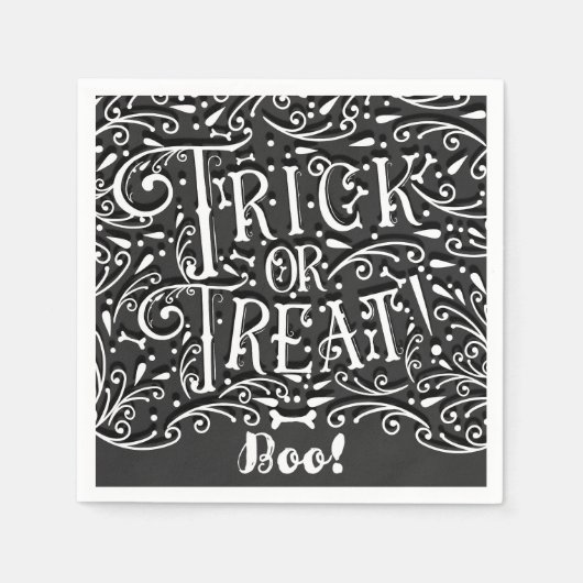 お菓子をくれなきゃイタズラしちゃうよ ヴィンテージ チョークボーン ハロウィンパーティー スタンダードカクテルナプキン (正面)