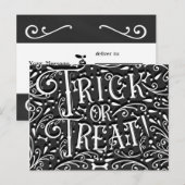 お菓子をくれなきゃイタズラしちゃうよ ヴィンテージ チョーク ボーン ハロウィン ポストカード (正面/裏面)