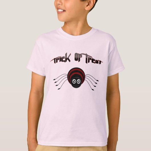 お菓子をくれなきゃイタズラするぞ！子供Tシャツ かわいいクモ柄 Tシャツ (正面)