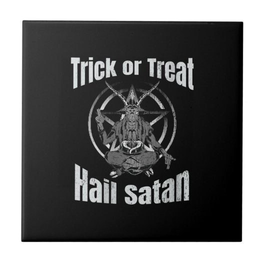 お菓子をくれなきゃ悪魔に魂を捧げる ペンタグラム ヤギ タイル (正面)