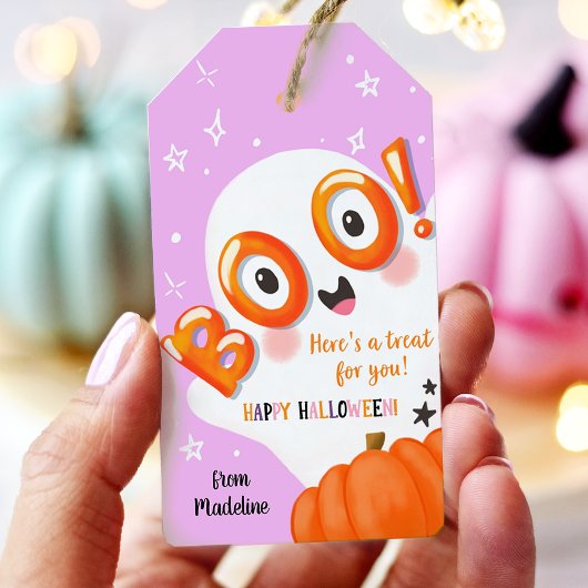 お菓子をどうぞ！ハロウィンのかわいいおばけのおやつ ギフトタグ