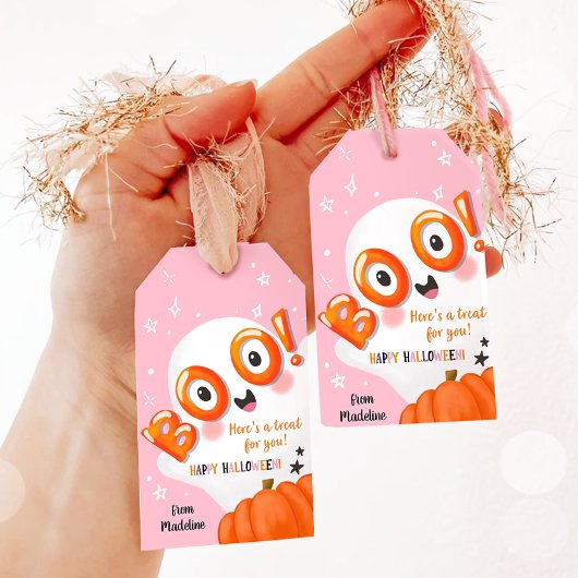 お菓子をどうぞ！ハロウィンのかわいいおばけのお土産 ギフトタグ
