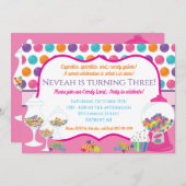 お菓子をテーマにした誕生日パーティーの招待 招待状 (正面/裏面)