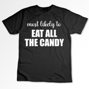 お菓子を全部食べ尽くしそうな面白いハロウィン Tシャツ