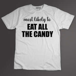 お菓子を全部食べ尽くしそうな面白いハロウィン Tシャツ