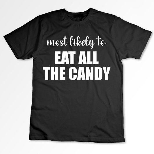 お菓子を全部食べ尽くしそうな面白いハロウィン Tシャツ