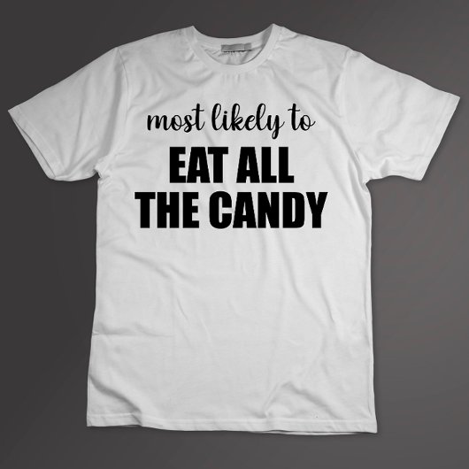 お菓子を全部食べ尽くしそうな面白いハロウィン Tシャツ