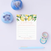 お菓子を当てよう レモン ガール ベイビーシャワー ゲーム カード (シングル)