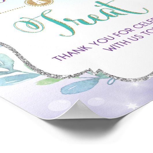 お菓子を持っていって マーメイド 誕生日 赤ちゃんシャワー ポスター (角)