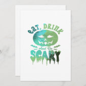 お菓子を食べ、お酒を飲んで、怖がって ハロウィンライト シーズンカード (正面/裏面)