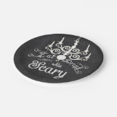 お菓子を食べ お酒を飲んで 怖がろう ハロウィンパーティー用チョーク仕様プレート ペーパープレート (アングル)