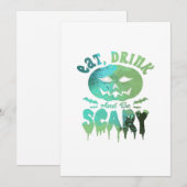 お菓子を食べ お酒を飲んで 怖がろう ハロウィンライト シーズンカード (正面/裏面)