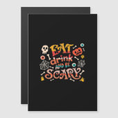 お菓子を食べ お酒を飲んで 怖がろう ハロウィン 面白グッズ必須アイテムC (正面/裏面)