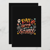 お菓子を食べ お酒を飲んで 怖がろう ハロウィン 面白グッズ エッセンシャル C シーズンカード (正面/裏面)