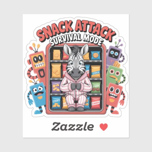 お菓子アタックサバイバルモードの面白いシマウマ シール (シート)